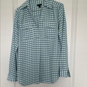 Ann Taylor Blue and White Gingham Blouse